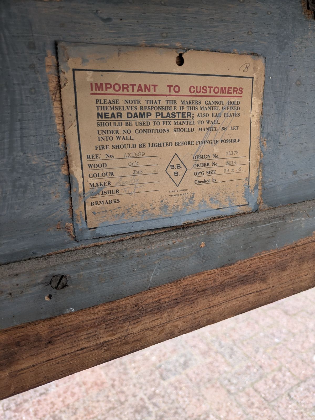 1930's Original Oak Fire Surround photo for sale