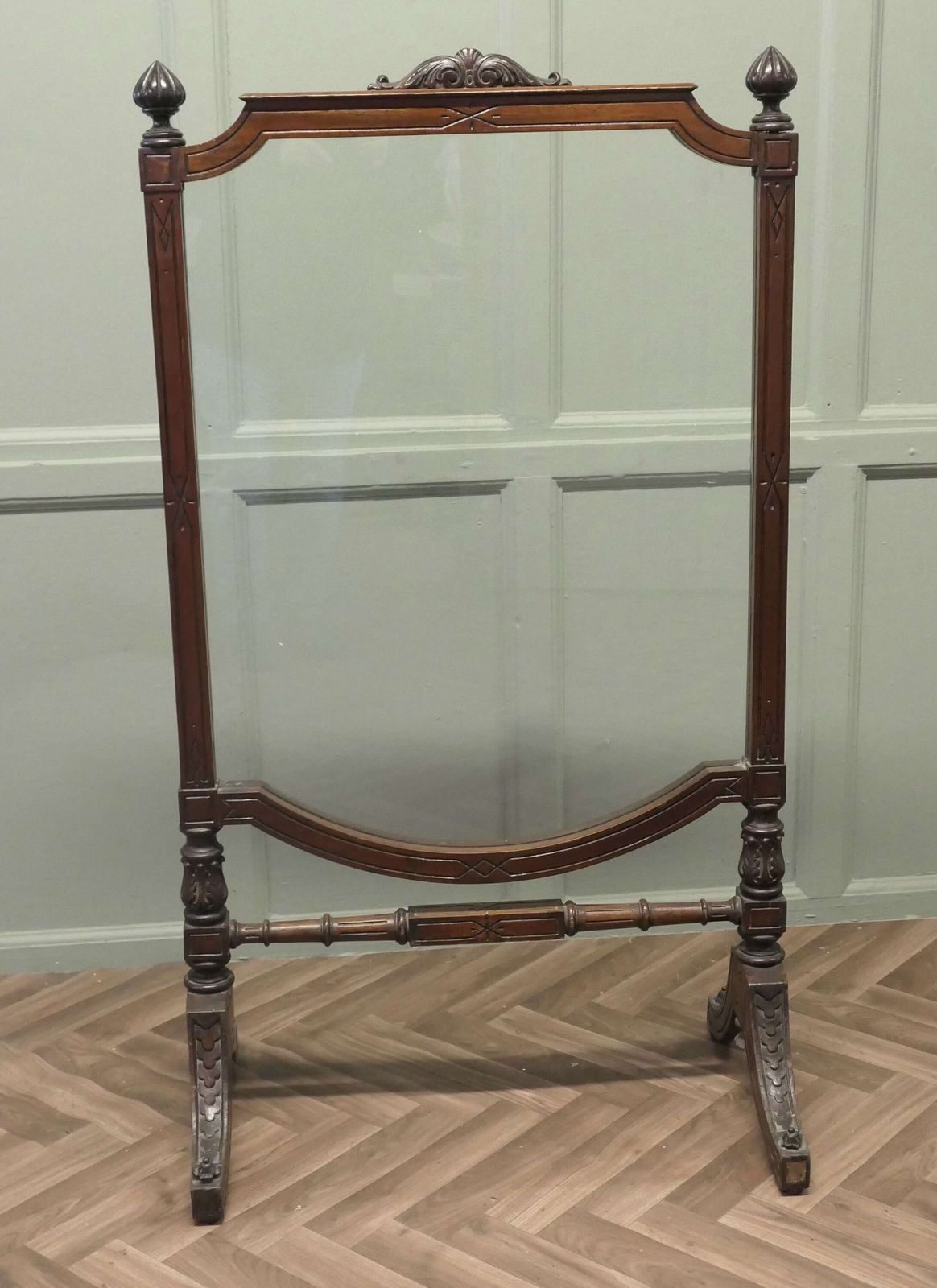 Large Victorian Carved And Glass Fire Screen photo furniture