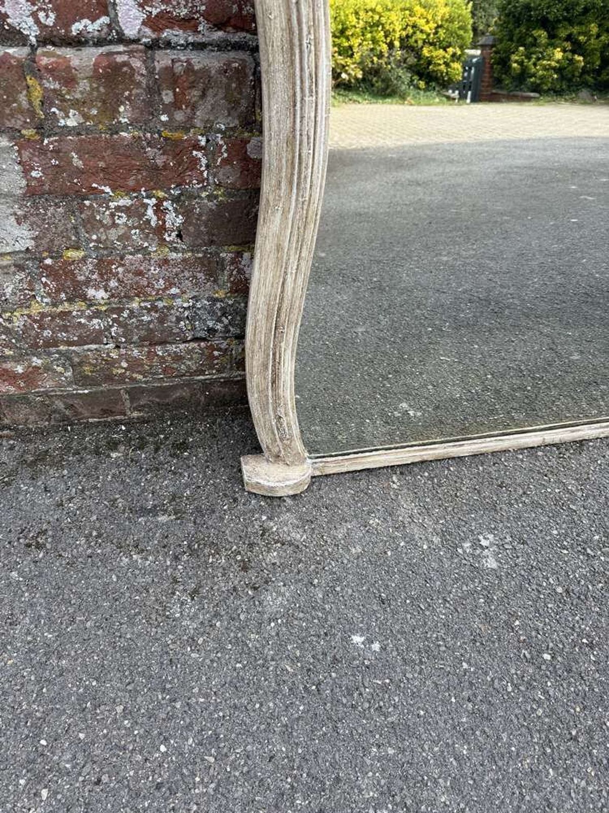 A Stunning Large Antique English 19th C Painted Hour Glass Framed Mirror. photo for sale