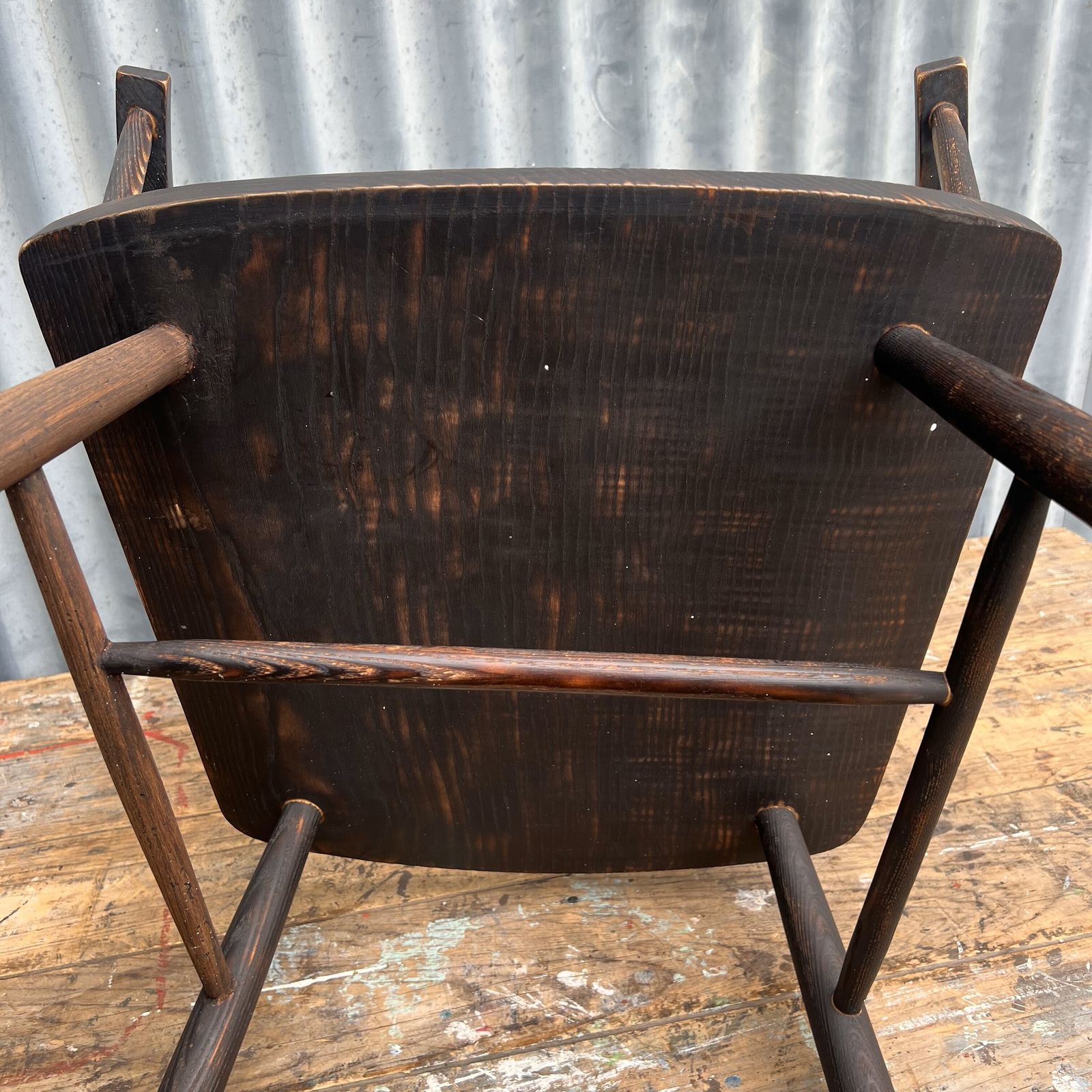 Primitive Windsor Stick Style Ebonised Arm Chair photo vintage