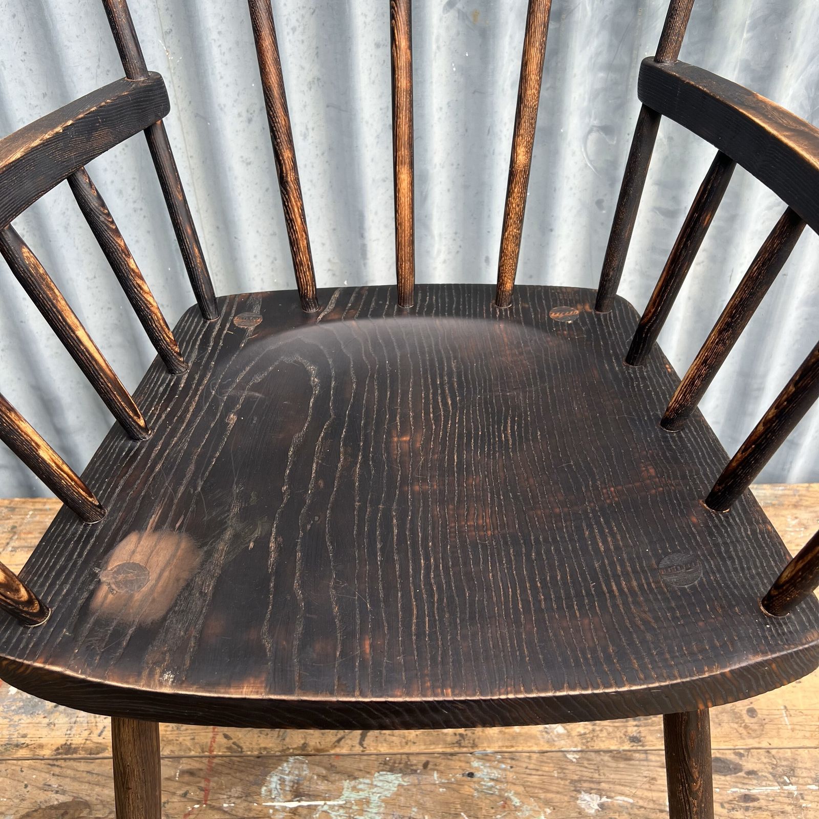 photo buy Primitive Windsor Stick Style Ebonised Arm Chair