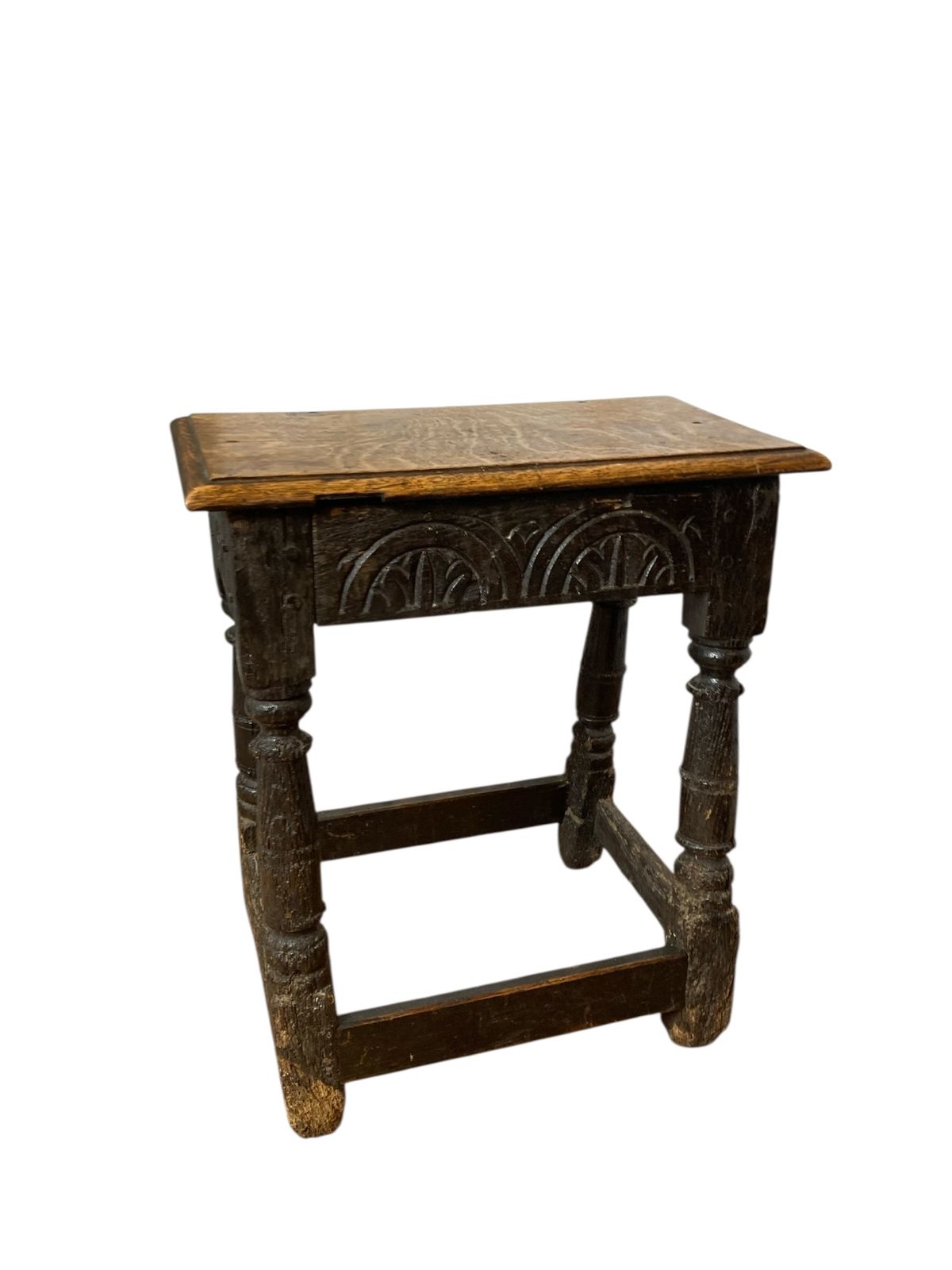 Carved Oak Joined Stool 17th Century Charles II photo buy
