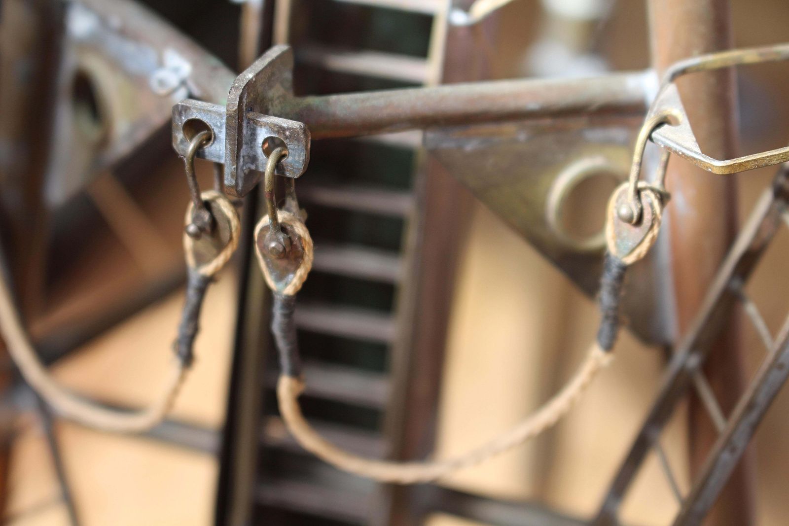 photo vinterior Early 20th C Brass & Copper Desk Model Of A Naval Ships Tripod Mast Maritime
