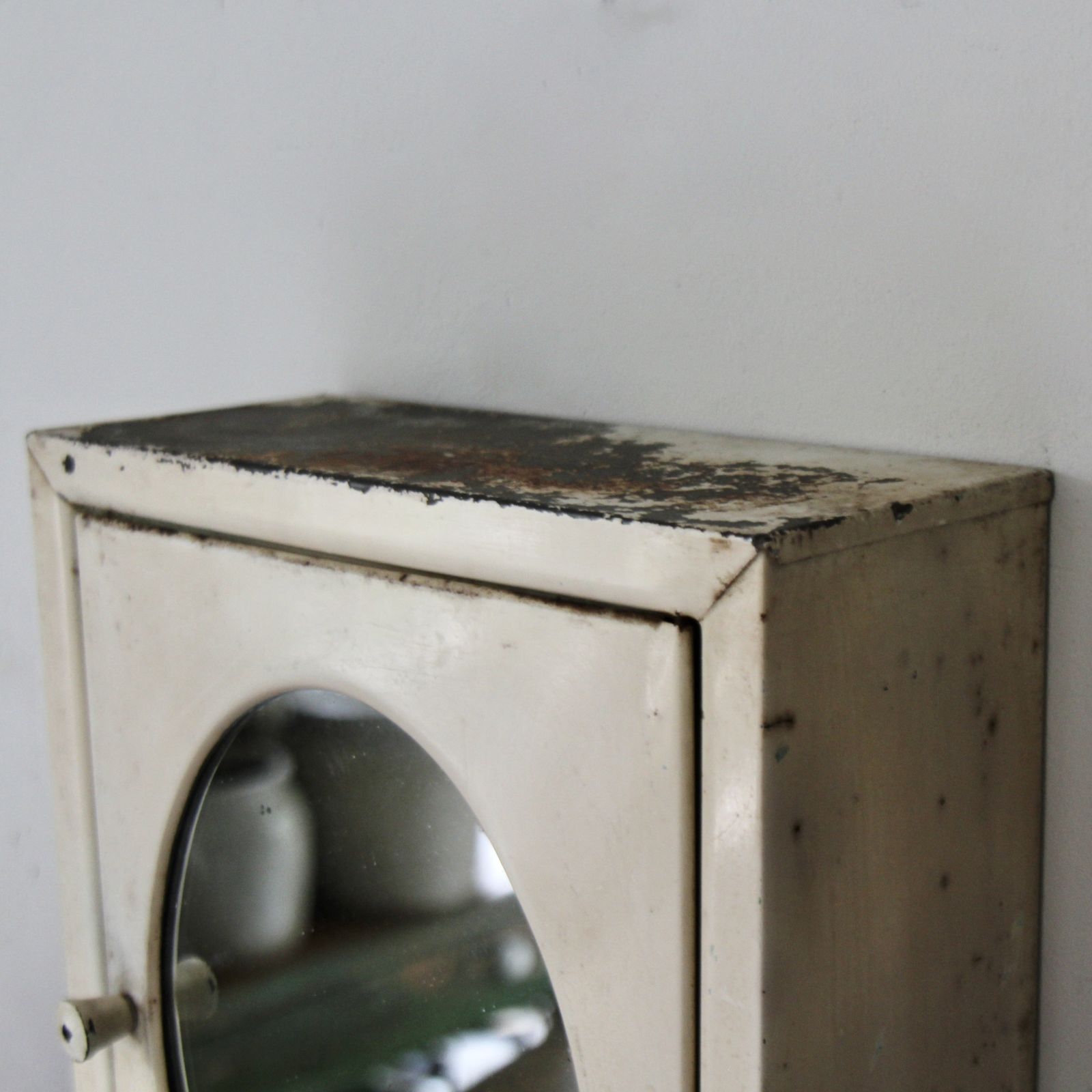 Antique French Metal Oval Mirrored Cabinet photo 91.0