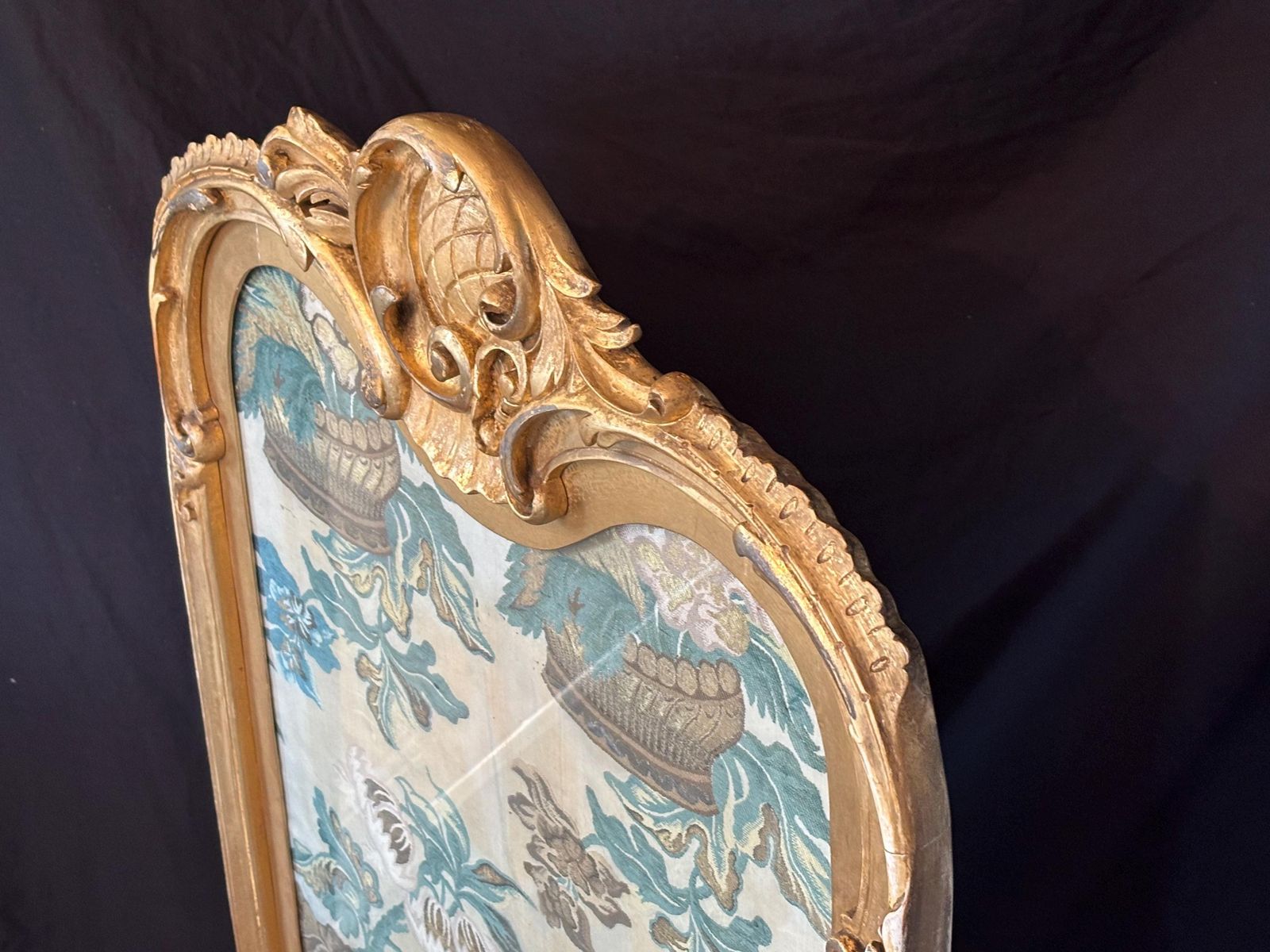 photo furniture Antique French Georgian Period Tapestry Large Gilt Gesso Rocco Fire Screen Stand