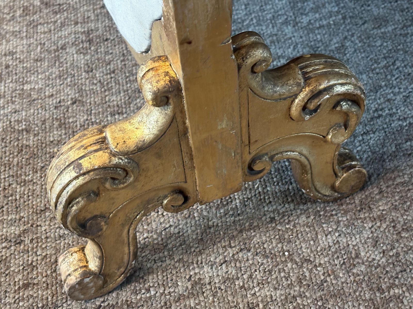 photo for sale Antique French Georgian Period Tapestry Large Gilt Gesso Rocco Fire Screen Stand
