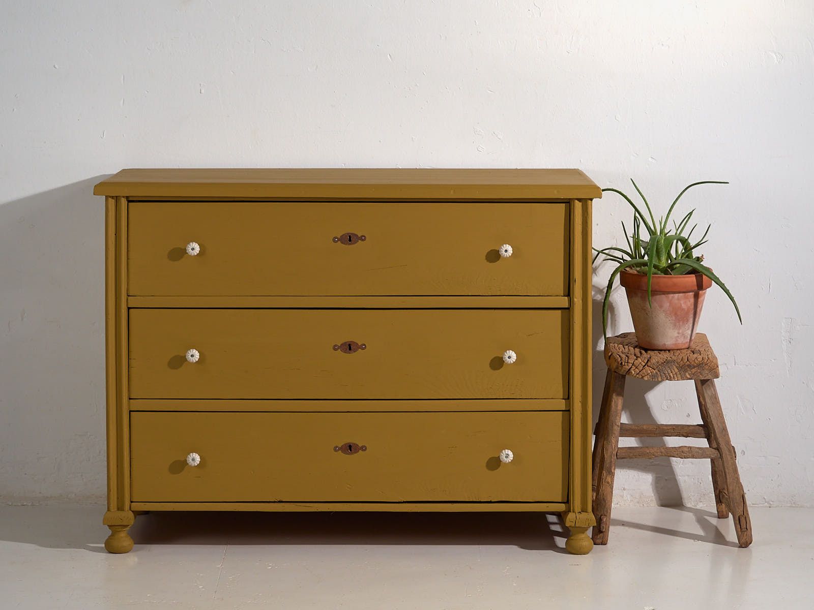 Mustard Yellow Antique Chest Of Drawers (C.1920) #54 photo vintage