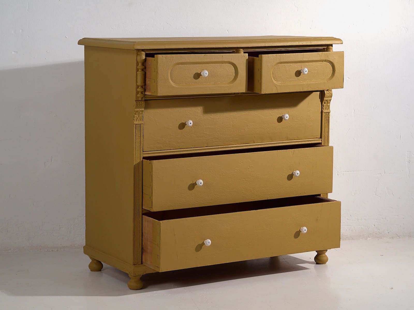 Large Antique Mustard Chest Of Drawers (C.1920) #78 photo Furniture