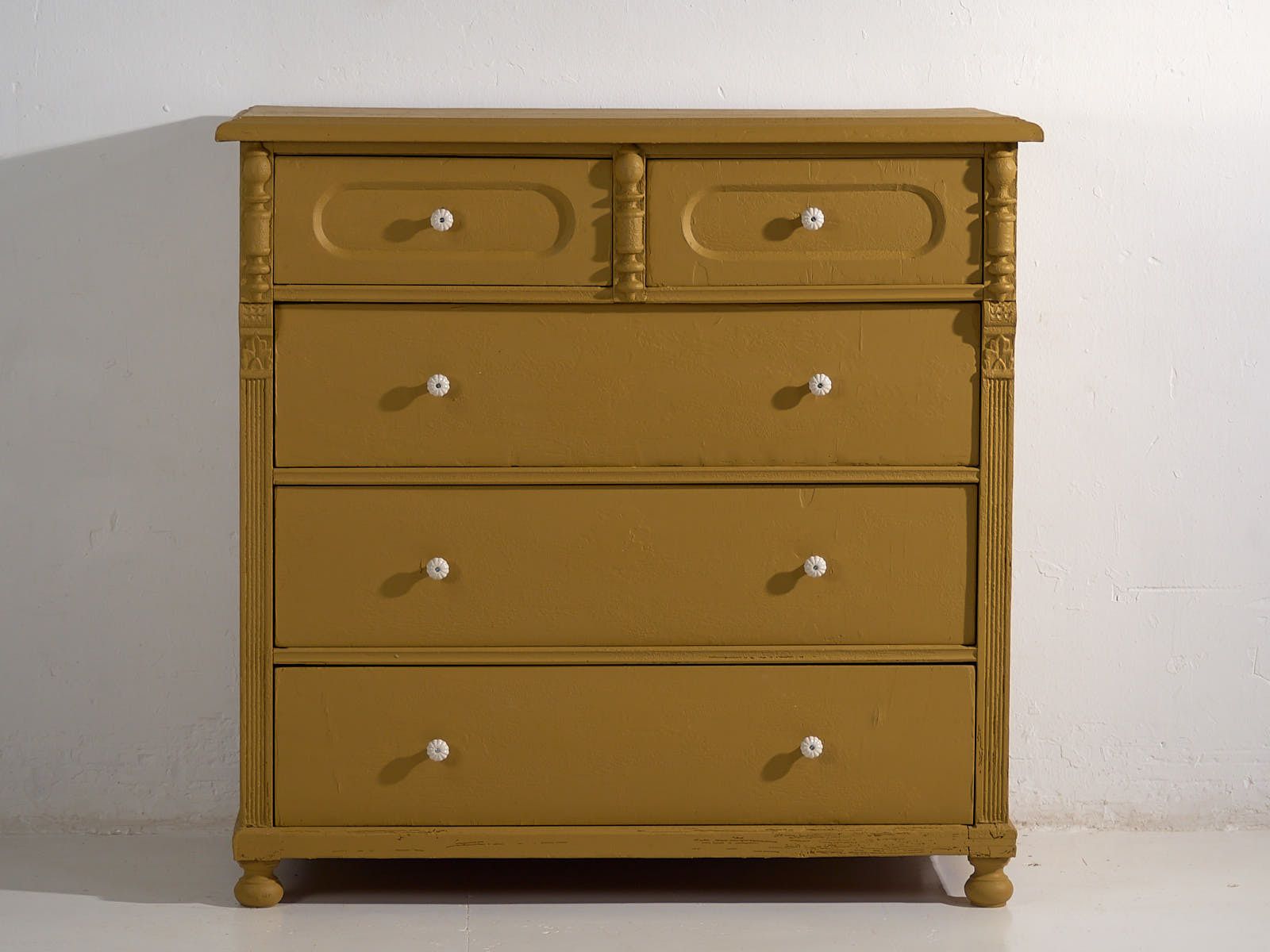 Large Antique Mustard Chest Of Drawers (C.1920) #78 photo 1858.0