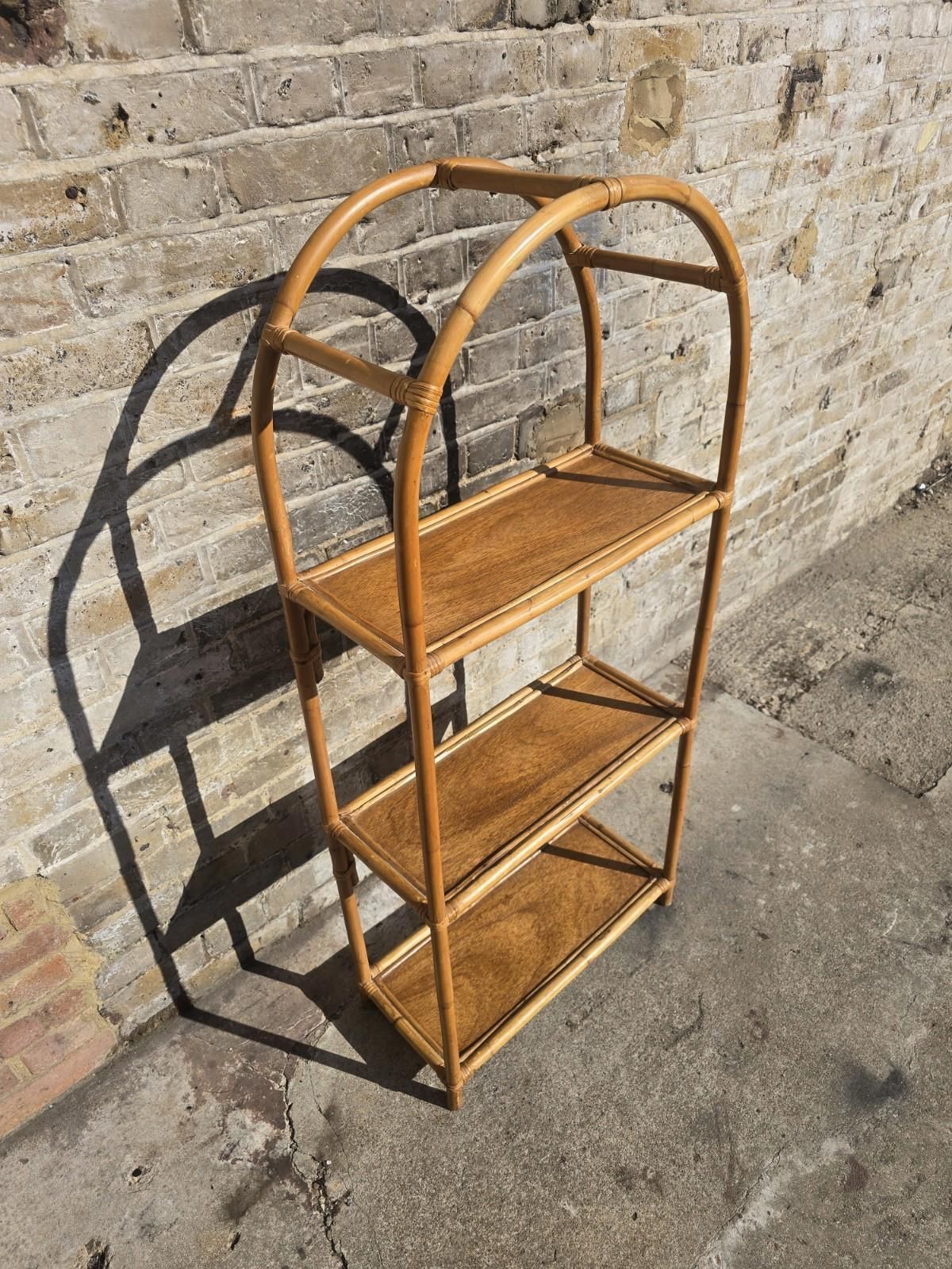 Bamboo Rattan Cane Mid Century Retro Vintage Shelving Unit photo for sale