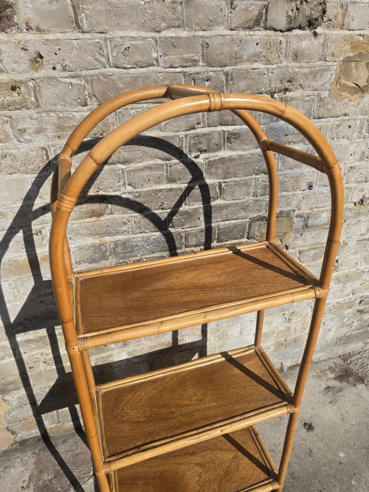 Bamboo Rattan Cane Mid Century Retro Vintage Shelving Unit photo vintage