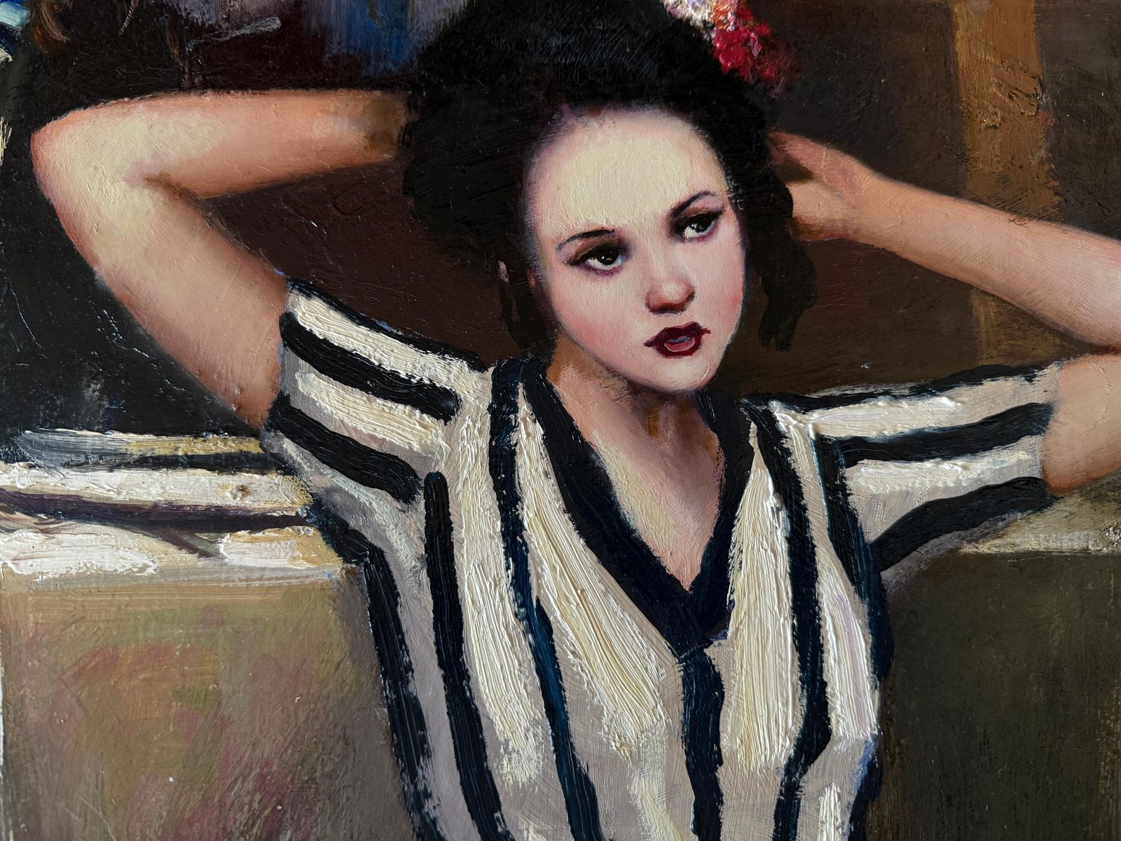Restaurante Mercè Barcelona Spain Oil On Canvas Painting photo for sale