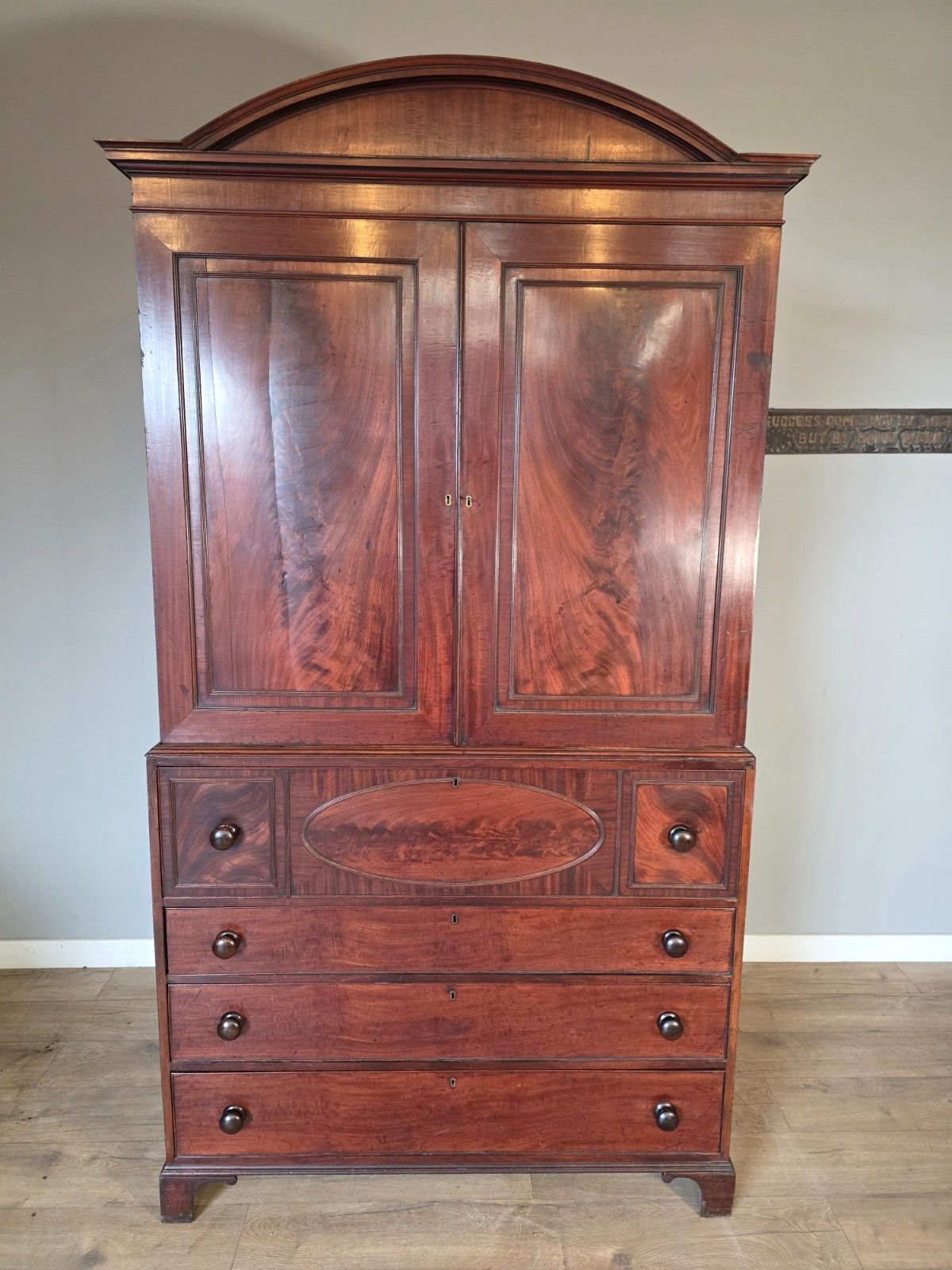 Antique Late George 111 Mahogany Linen Press Circa 1800s photo for sale