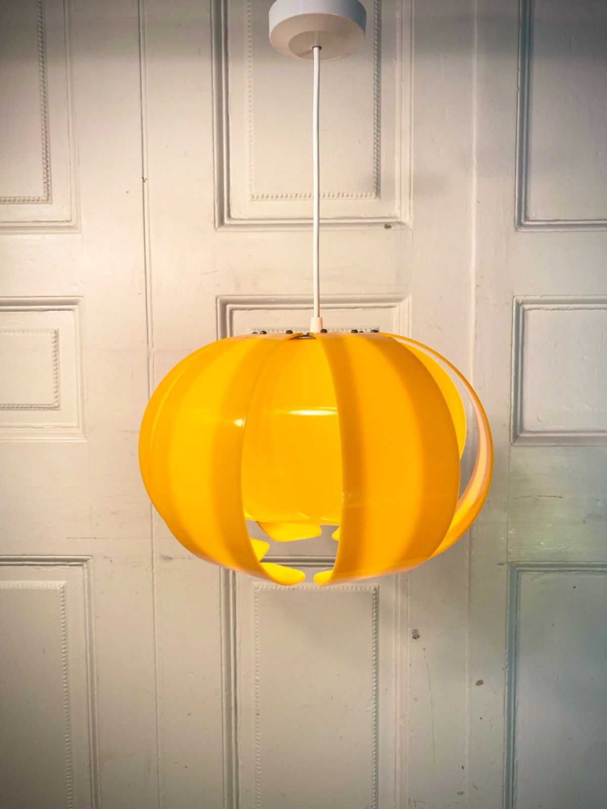 Original 1960s 70s Orange 'Lotus Flower' Perspex Ceiling Pendant Light Shade. photo for sale