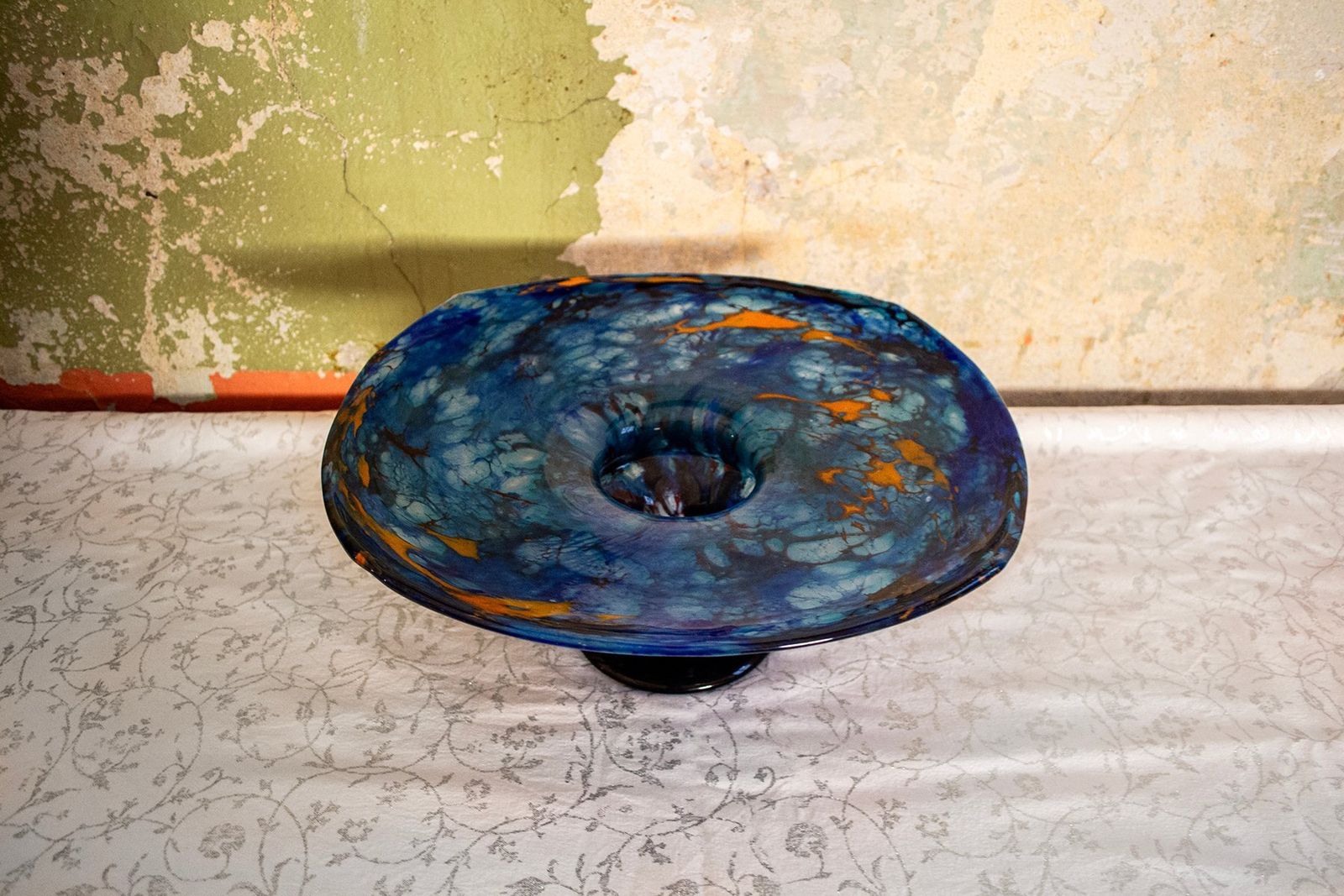 French Art Nouveau Blown Glass Bowl Centerpiece By Charles Schneider, 1920s photo furniture