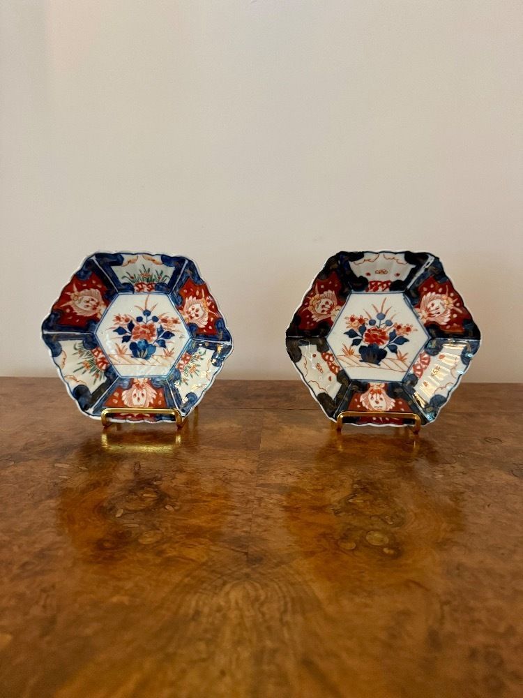 Lovely Pair Of Antique Japanese Imari Hexagonal Plates photo furniture