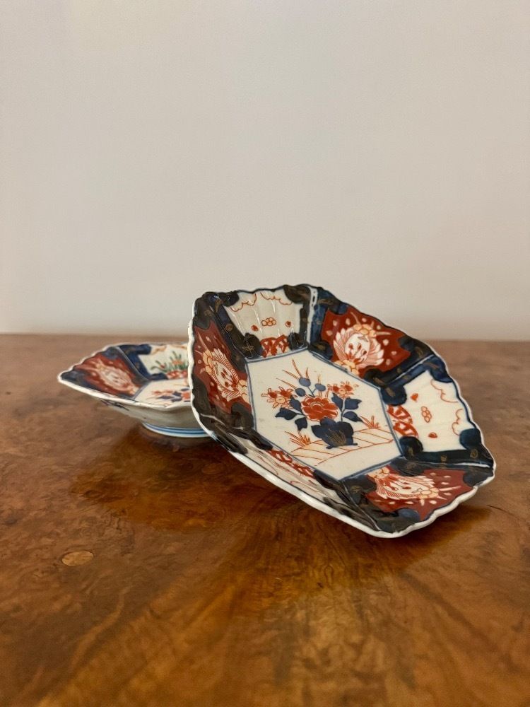 Lovely Pair Of Antique Japanese Imari Hexagonal Plates photo for sale