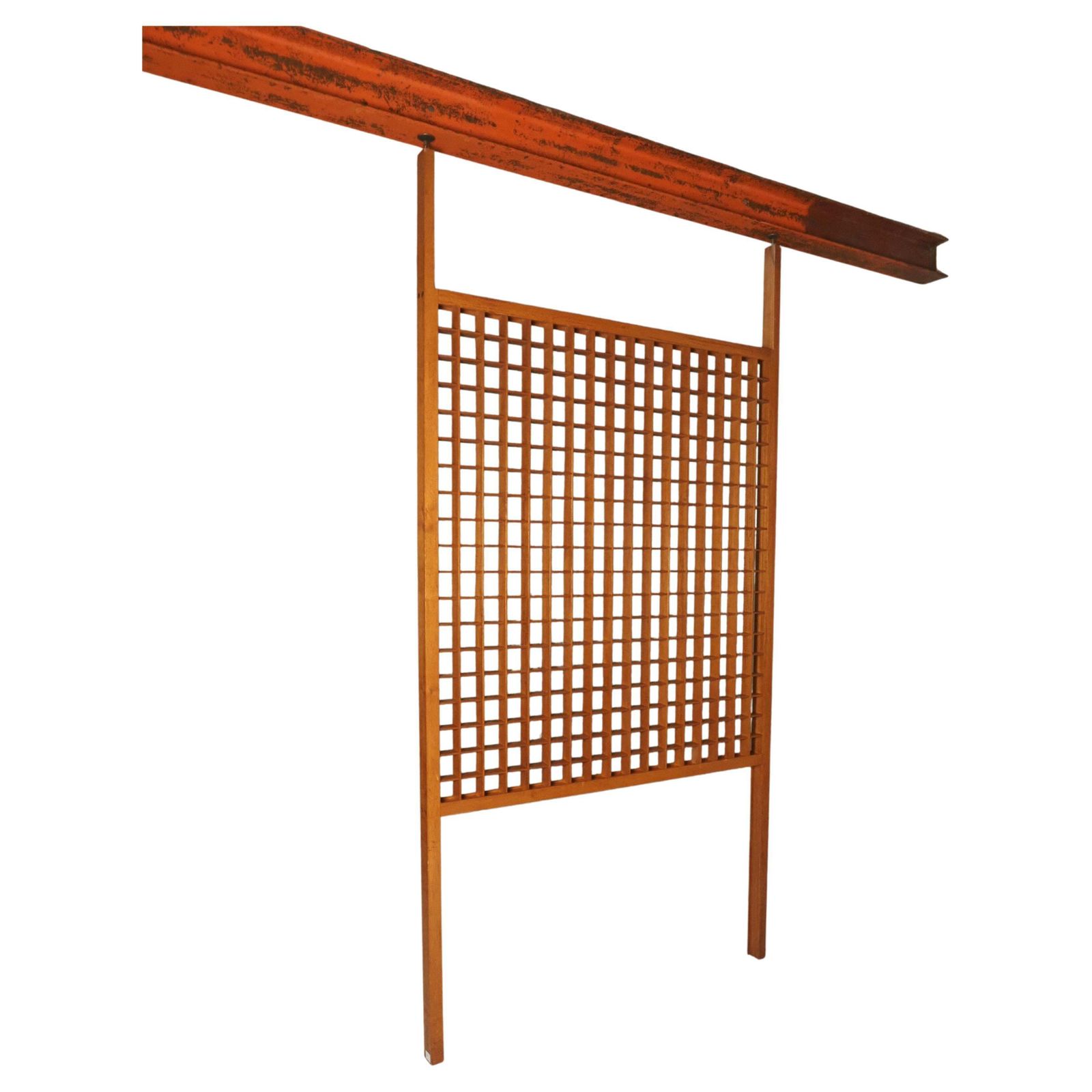 Wooden Room Divider With Lattice Design