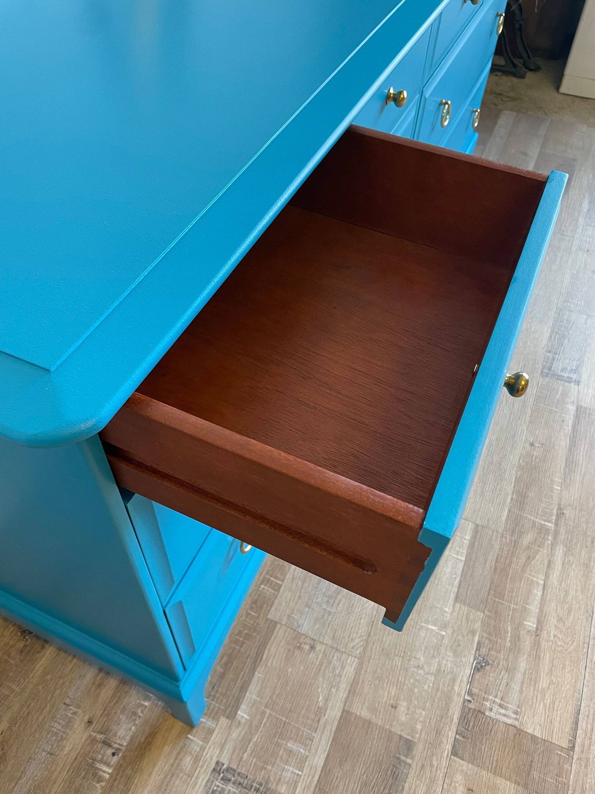 Stag Minstrel Captiains Chest Painted Teal photo Furniture