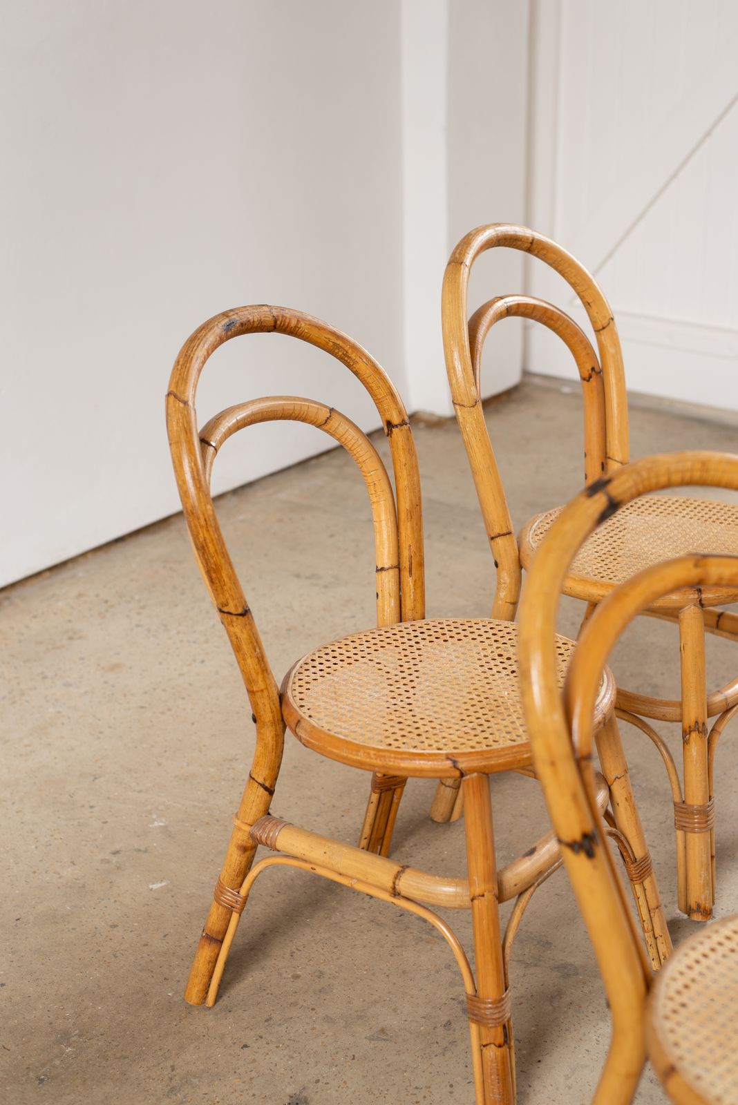 Set Of Four Bamboo And Cane Chairs, Italy C1970 photo 900.0