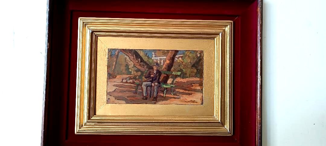 Oil On Board First Half 900 Navicella Viareggio Gallery Stamp photo for sale
