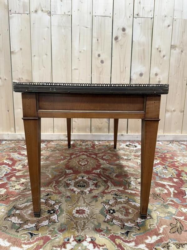 Table Basse De Style Louis XVI En Marbre Blanc Et Merisier photo Garden Furniture