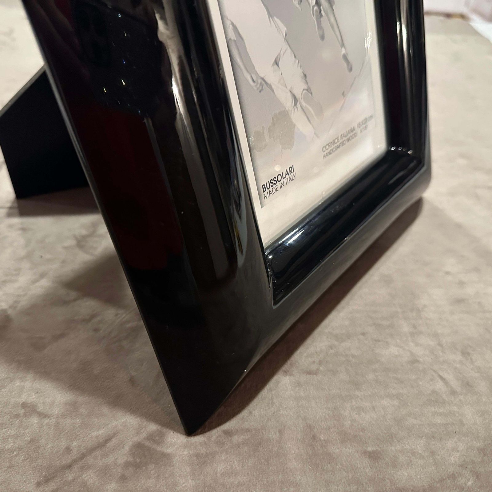 389.0 1990s Modern Black Lacquered Wood Italian Picture Frame By Bussolari photo