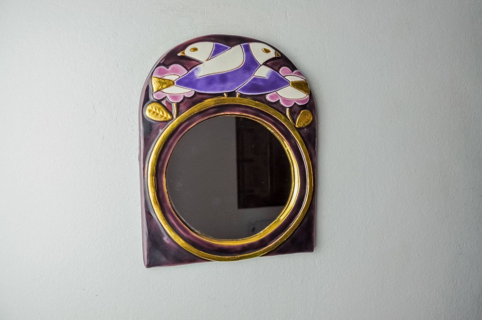 Paradisiers Mirror By Mithé Espelt, Ceramic, France, 1970 photo furniture