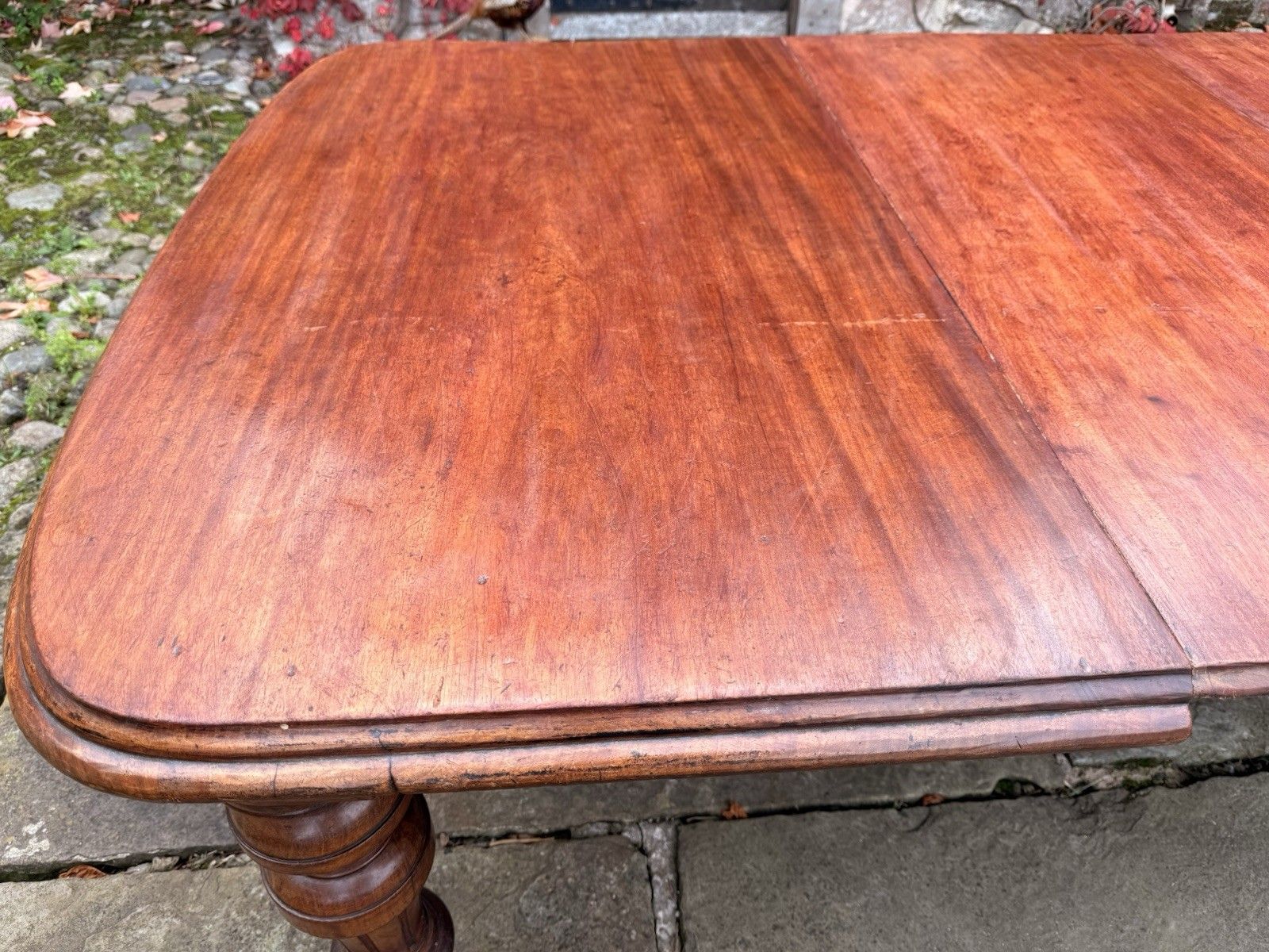 Original English Rustic Antique Mahogany Wind Out Dining Table C1850 Seats 12 photo vinterior
