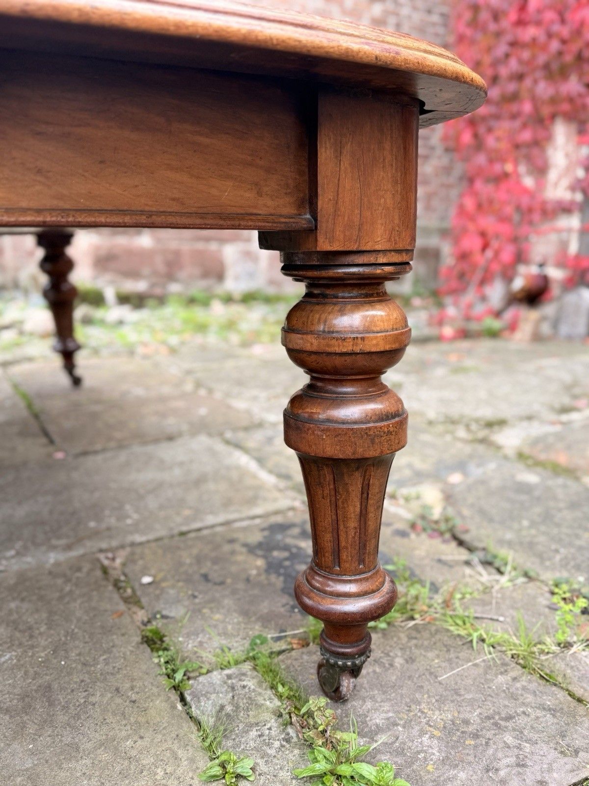 photo for sale Original English Rustic Antique Mahogany Wind Out Dining Table C1850 Seats 12