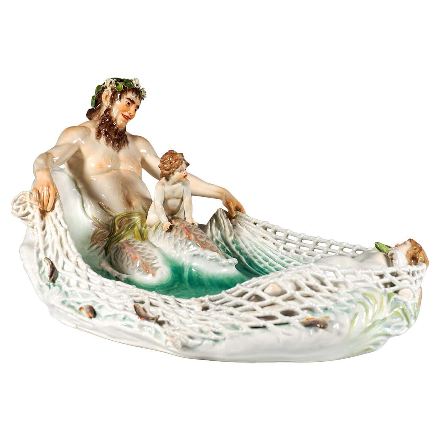 Art Nouveau Group 'Capture Of A Nymph', By Paul Helmig, Meissen Germany, Ca 1902