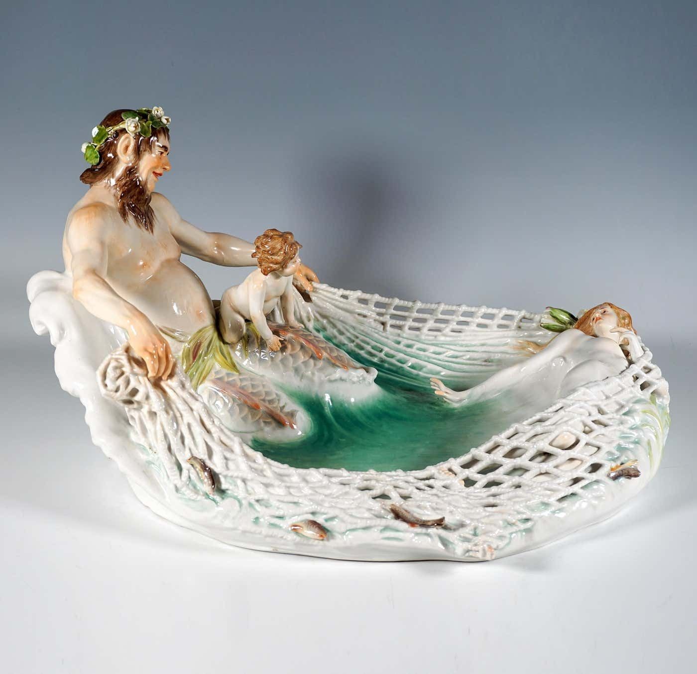 Art Nouveau Group 'Capture Of A Nymph', By Paul Helmig, Meissen Germany, Ca 1902 photo furniture