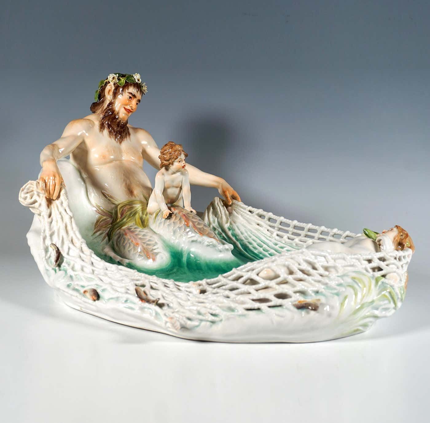 Art Nouveau Group 'Capture Of A Nymph', By Paul Helmig, Meissen Germany, Ca 1902 photo for sale
