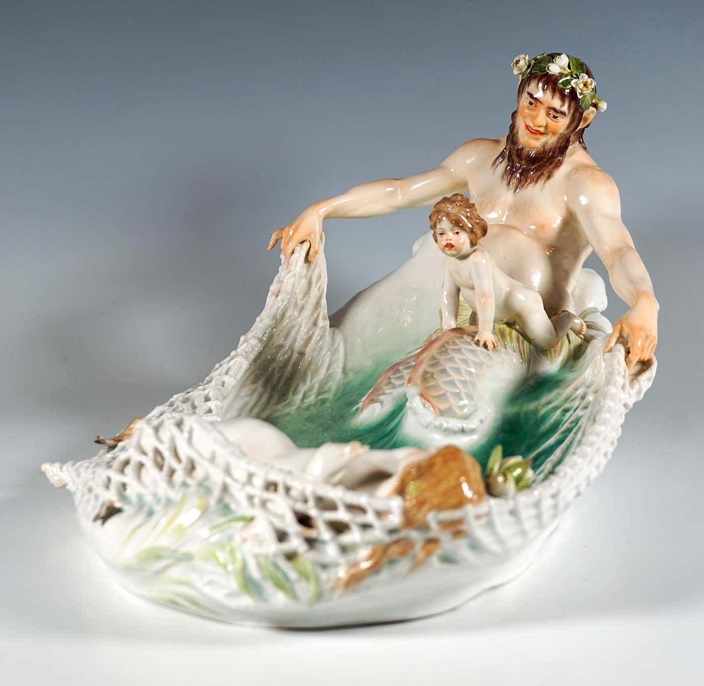 Art Nouveau Group 'Capture Of A Nymph', By Paul Helmig, Meissen Germany, Ca 1902 photo Art