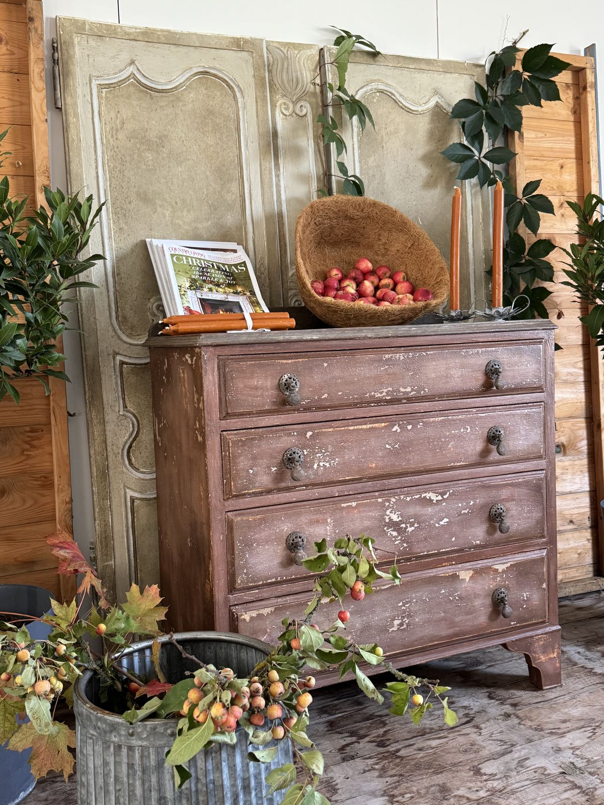 4 Drawer Vintage Solid Wood Chest Of Drawers In French Patina Finish photo Furniture