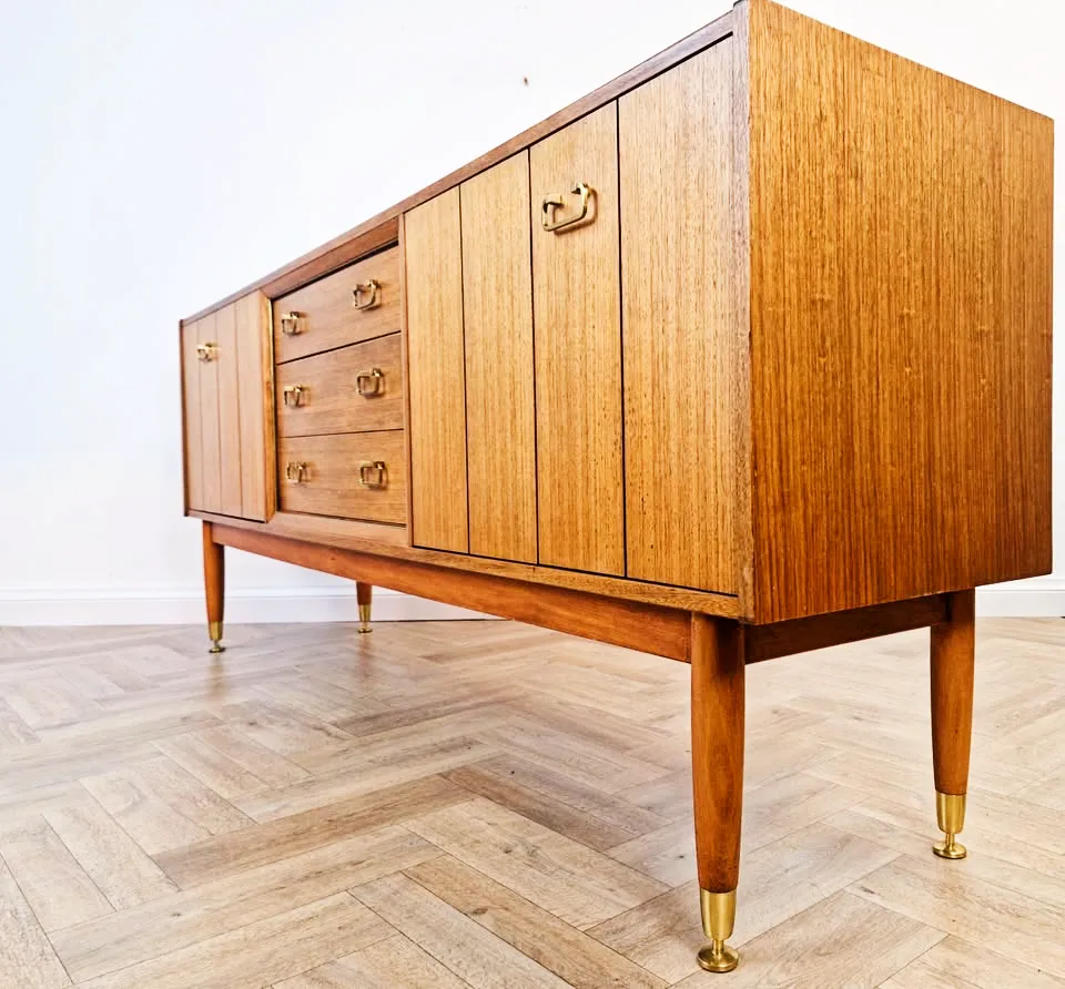 G Plan E Gomme Gold Label Mid Century Danish Design Gold Teak Sideboard Buffet Credenza Bl425 photo vinterior