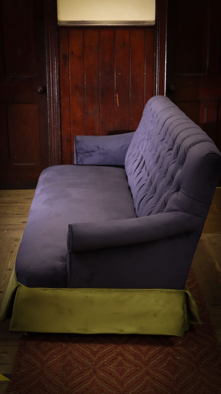 Stunning George Smith Bulgari Large 2 Seater Sofa Blue Olive Green Rrp £10000 photo vinterior