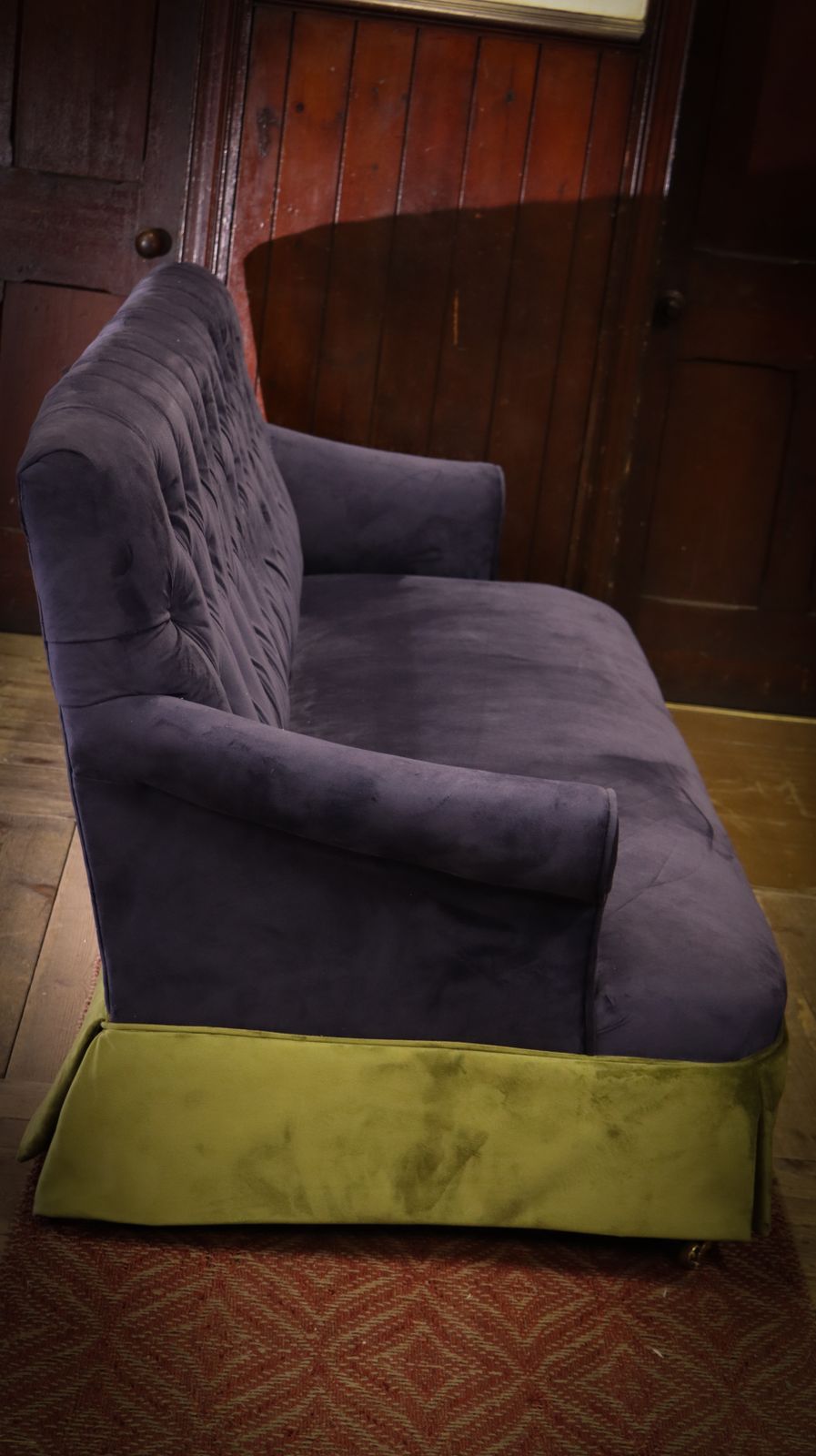 photo buy Stunning George Smith Bulgari Large 2 Seater Sofa Blue Olive Green Rrp £10000