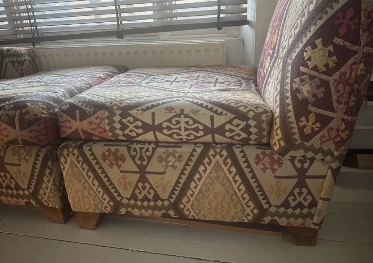 Bohemian Mid Century 2 Piece Chaise Longue – Kilim Style Modular Sofa photo 2500.0