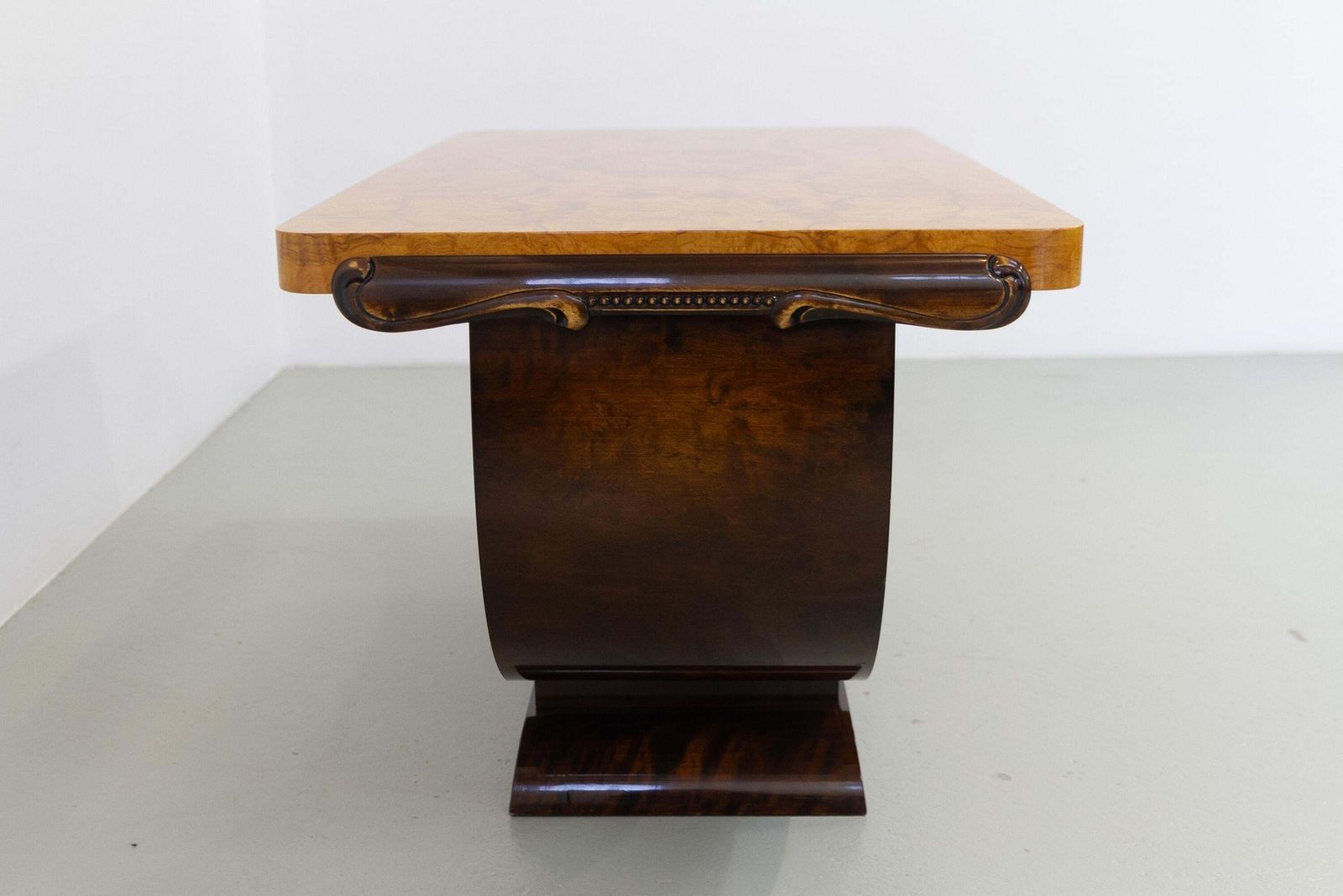 Norwegian Art Deco Burl Console Or Coffee Table By Aase Dreieri, 1930s. photo vinterior
