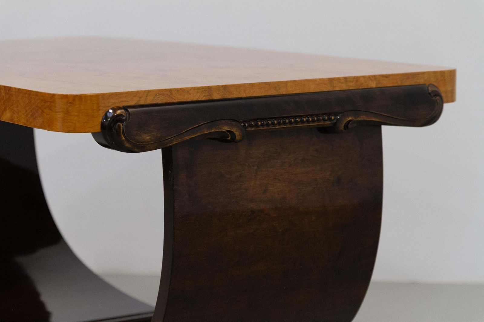 photo for sale Norwegian Art Deco Burl Console Or Coffee Table By Aase Dreieri, 1930s.