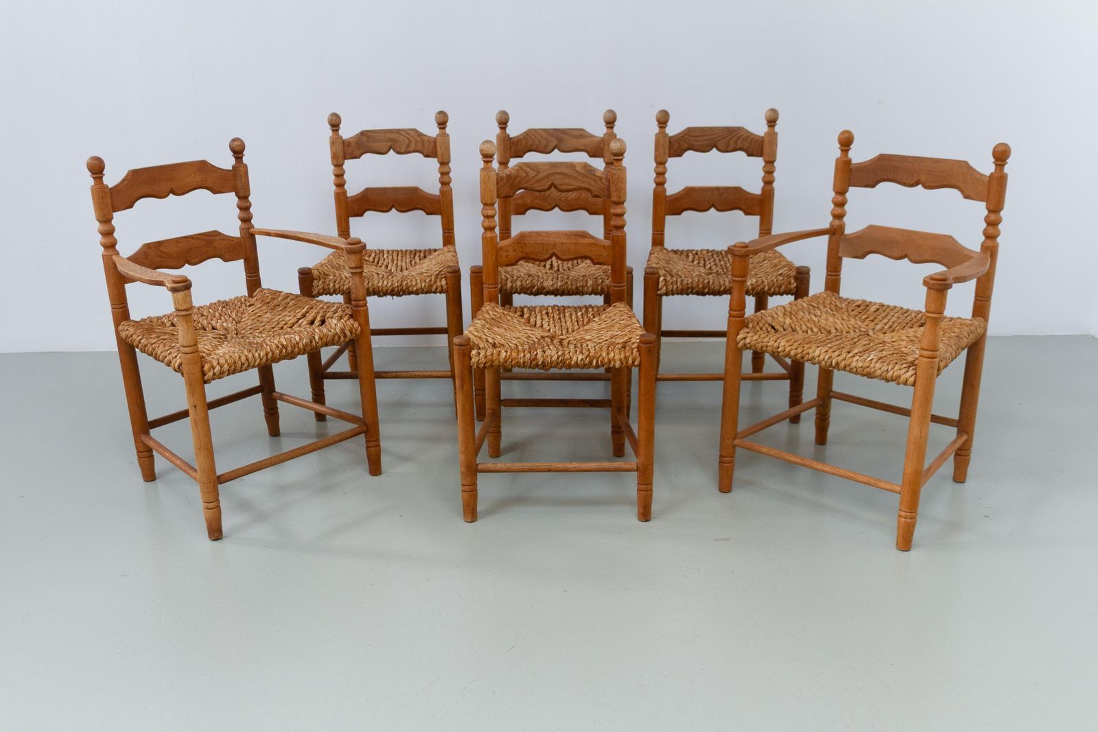Danish Oak And Seagrass Chairs By Hans Dau, Set Of 6. 1960s. photo vinterior