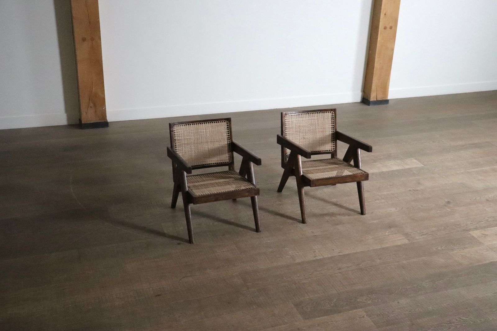 Pierre Jeanneret Lounge Chairs Pj Si 29 A In Teak And Cane, 1950s photo 12500.0