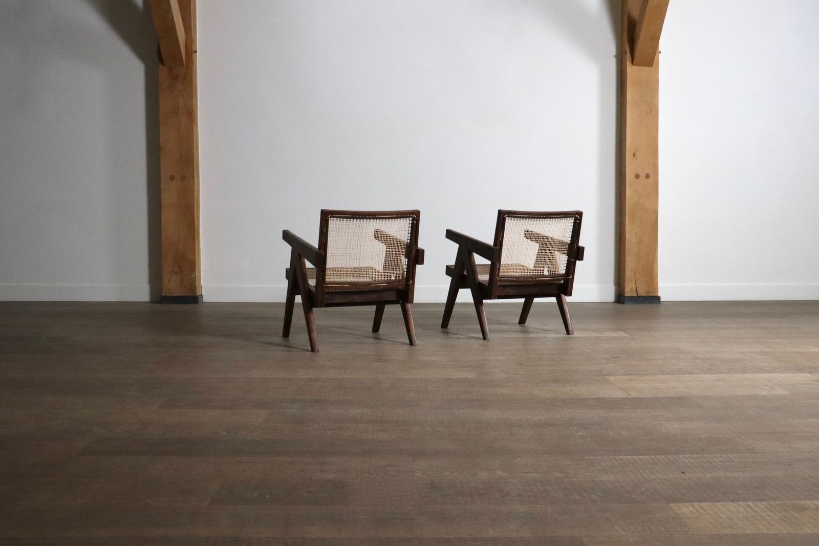 photo vinterior Pierre Jeanneret Lounge Chairs Pj Si 29 A In Teak And Cane, 1950s