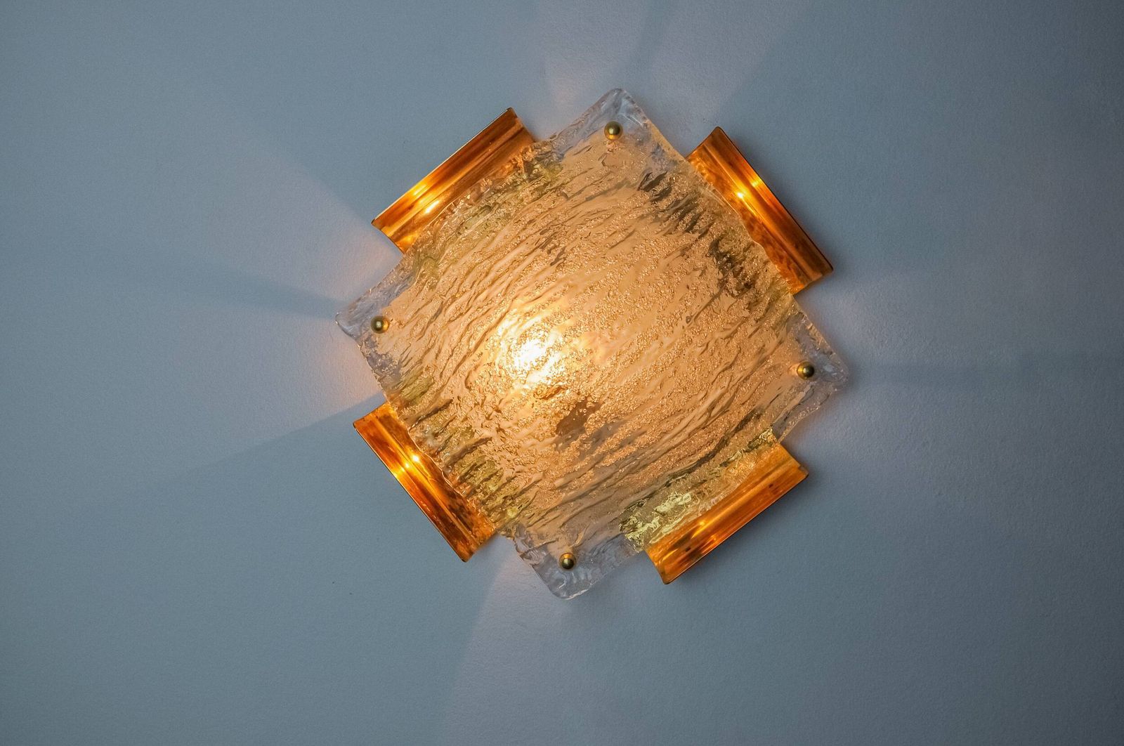 Xl Frosted Wall Lamp By Kalmar, Murano Glass, Austria, 1970 photo furniture