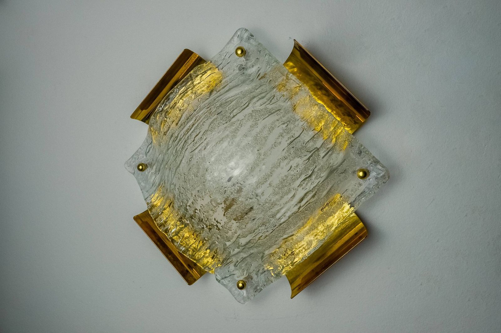 Xl Frosted Wall Lamp By Kalmar, Murano Glass, Austria, 1970 photo Lighting