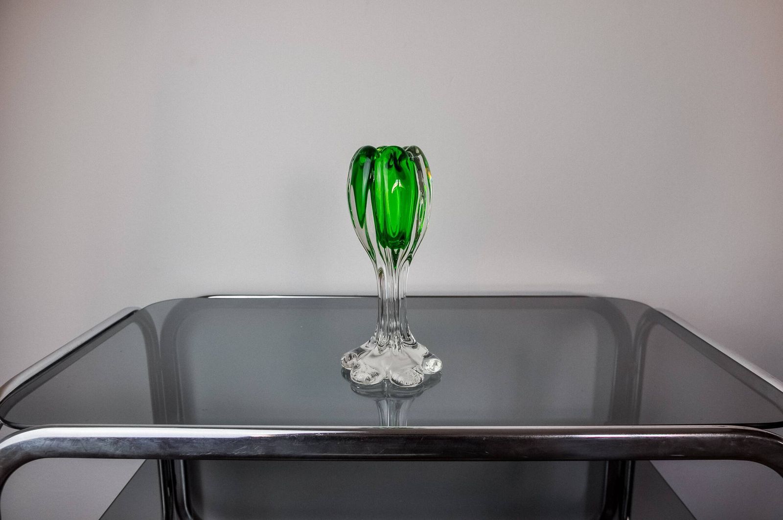 Green Sommerso Candle Holder By Flavio Poli For Seguso, Murano Glass, Italy, 1970 photo for sale