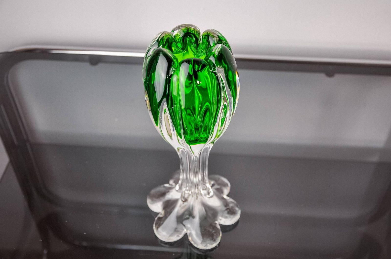 Green Sommerso Candle Holder By Flavio Poli For Seguso, Murano Glass, Italy, 1970 photo buy