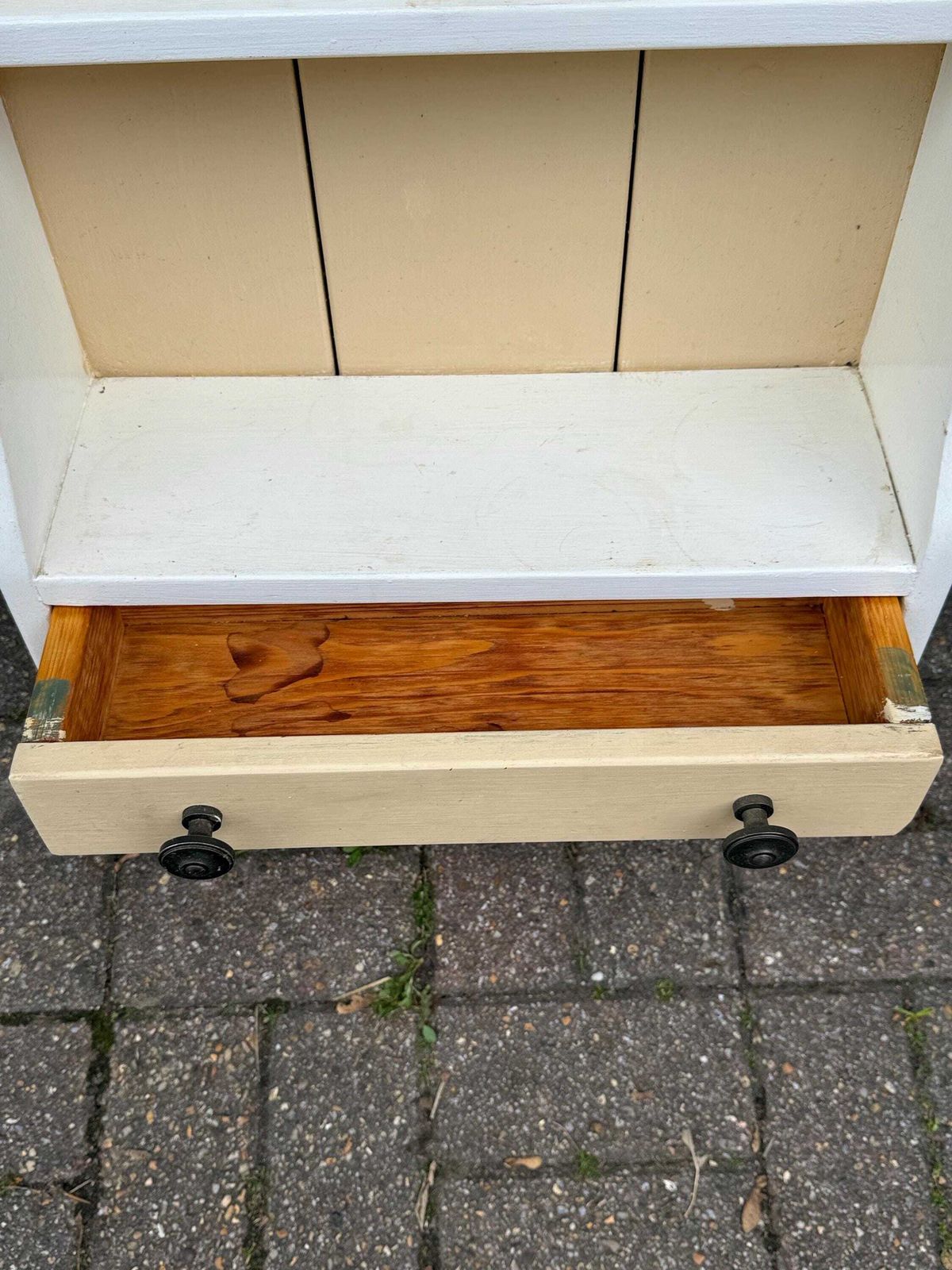 Cottage Country Style Vintage Wall Shelf With Drawer – Hand Painted Pine, Mid To Late 20th Century, Solid And Heavy Quality Wall Shelf photo Furniture