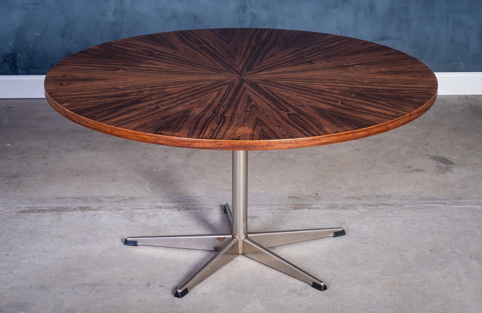 Round Rosewood Coffee Table On Steel Base, Denmark, 1960s photo for sale